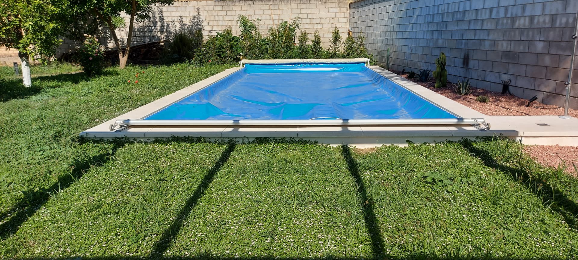 Césped y lámina de agua