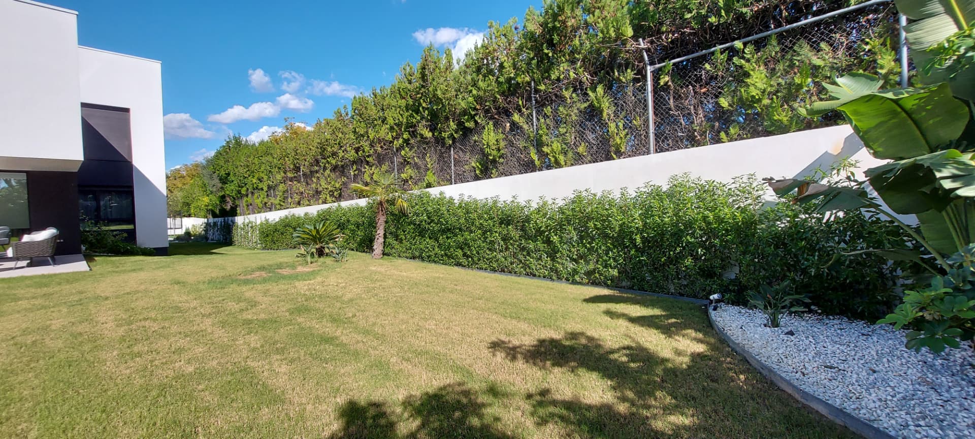 Jardín amplio con seto de privacidad